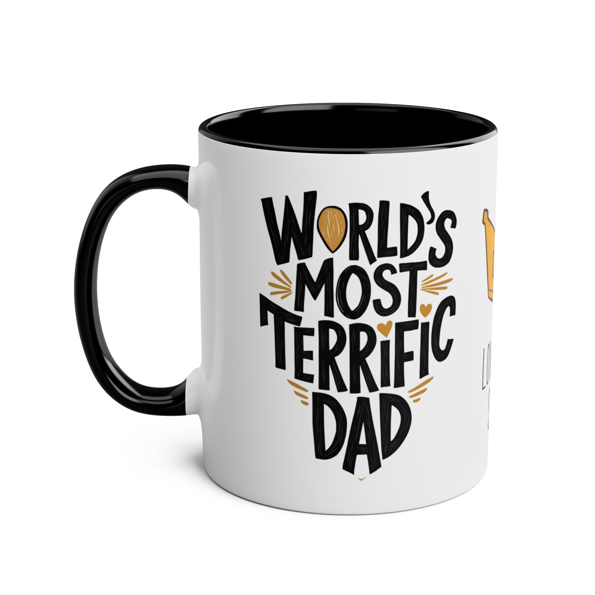 Left Personalised World's Most Terrific Dad Crown Mug