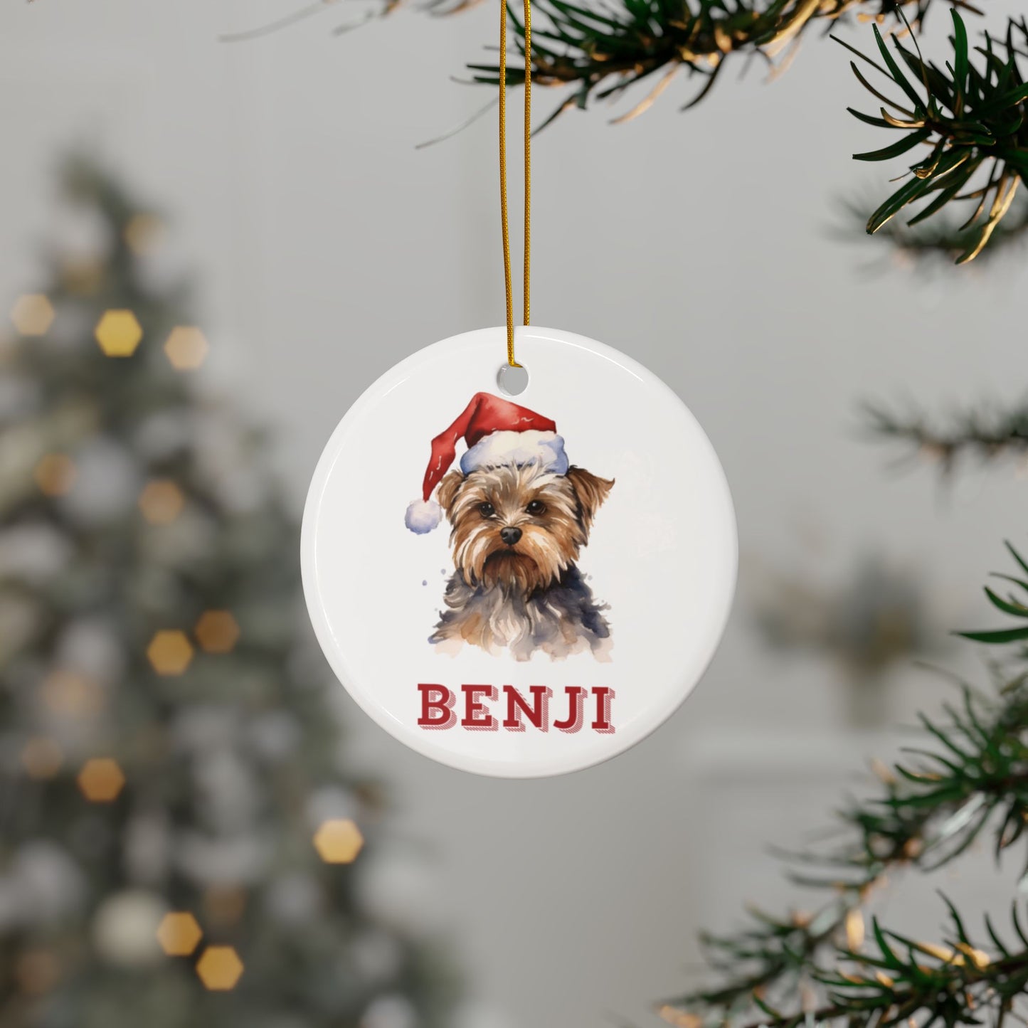 Tree Personalised Yorkshire Terrier Christmas Tree Bauble