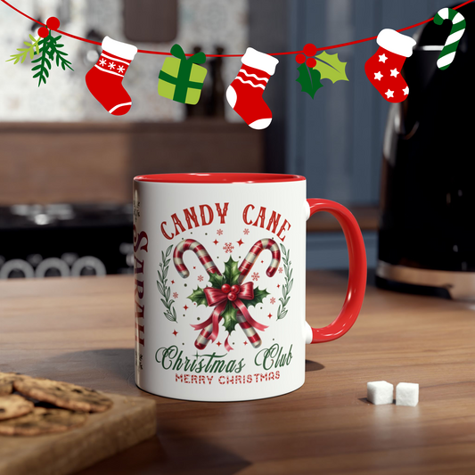 Red Candy Cane Club Personalised Christmas Mug