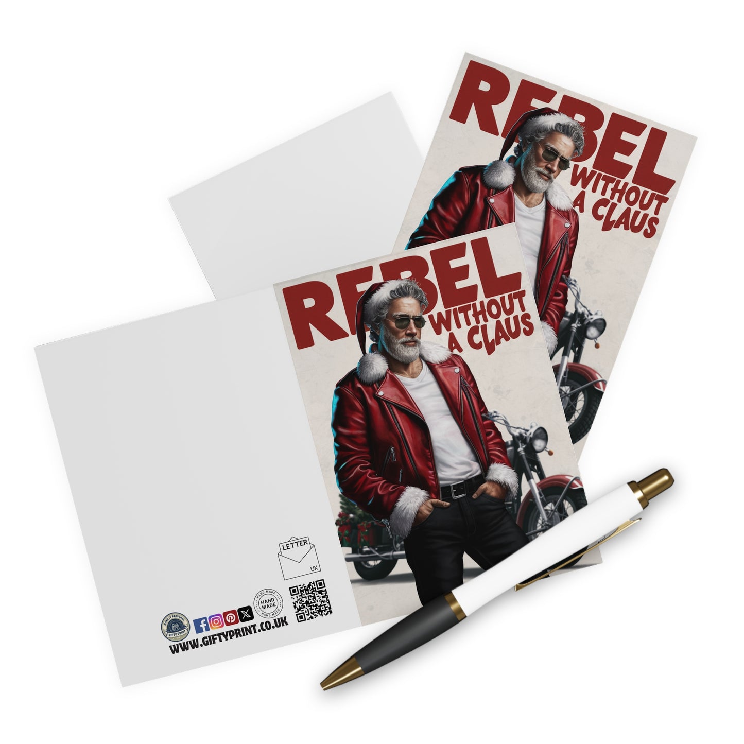 Rebel Without A Claus Funny Santa Christmas Card