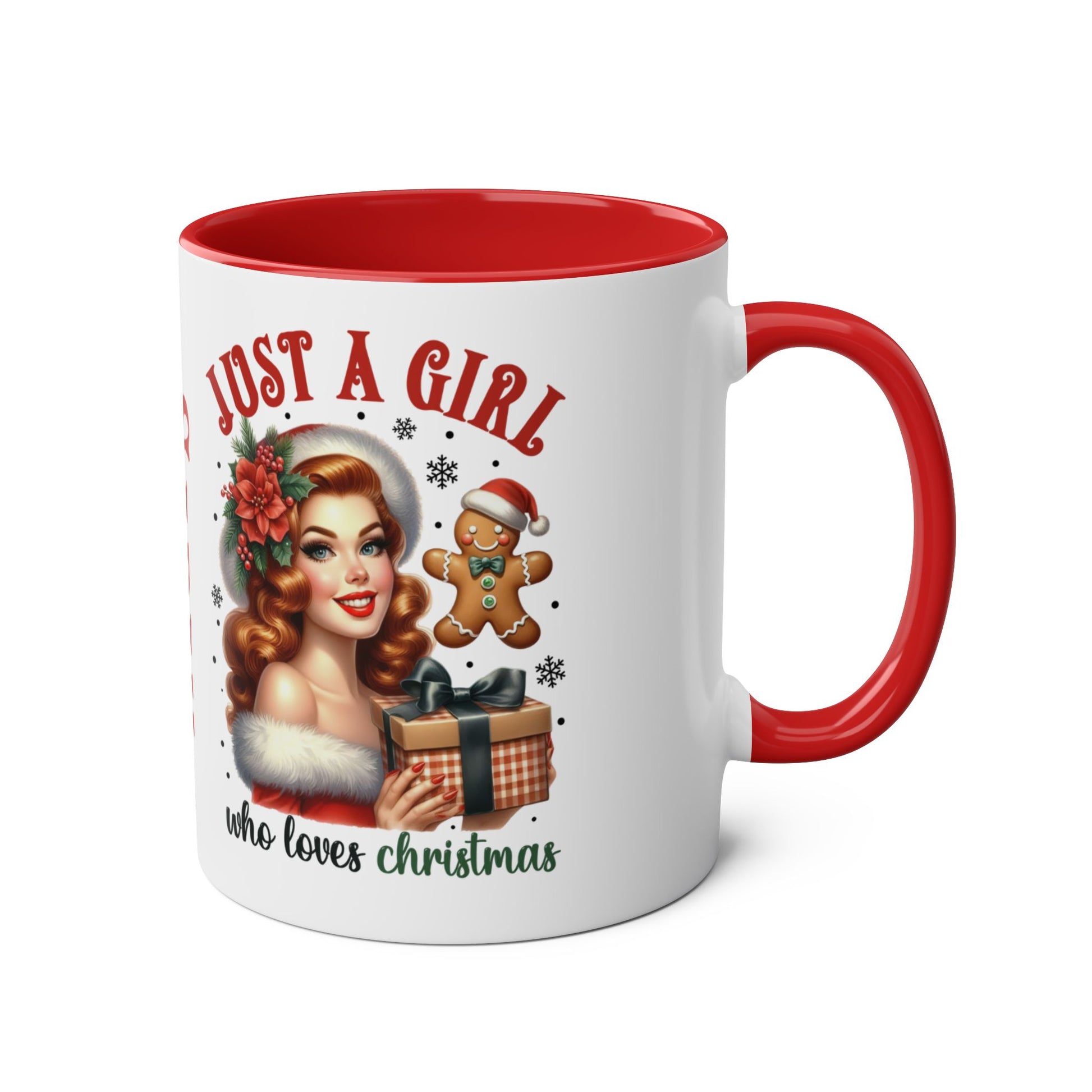 Just A Girl Who Loves Christmas Personalised Red Mug r