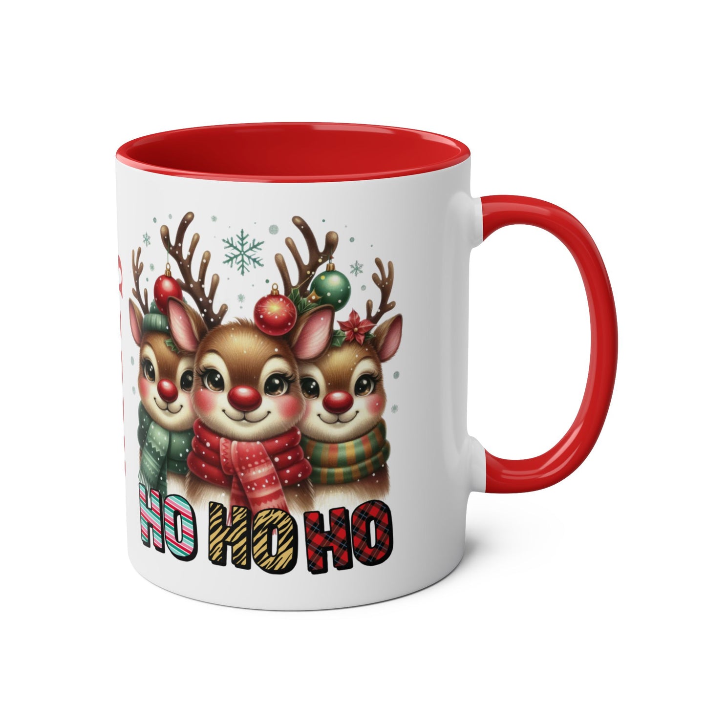 Red Christmas Deers Ho Ho Ho Personalised Christmas Mug r