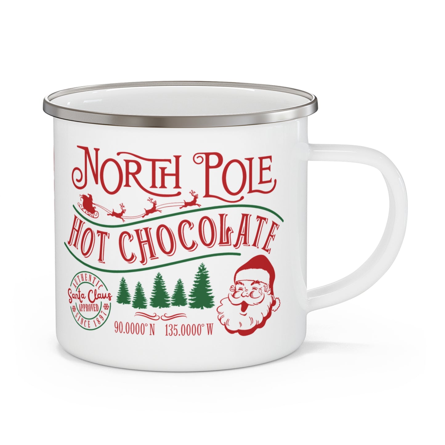 Personalised Children's Mug North Pole Hot Chocolate Enamel Mug