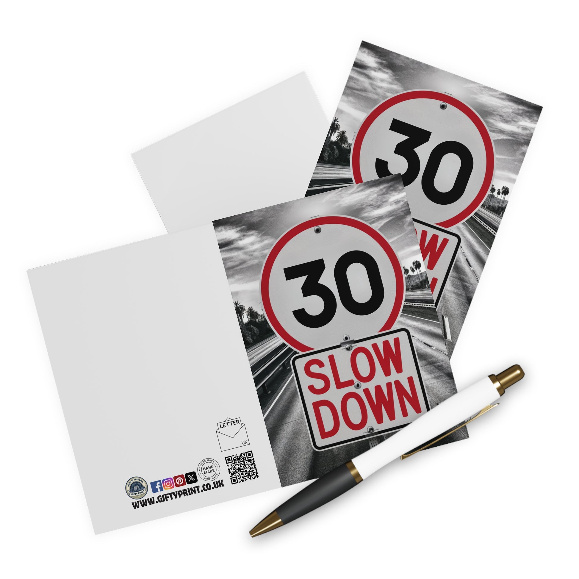 Context Road Speed Sign Birthday Card Slow Down Choose Any Age