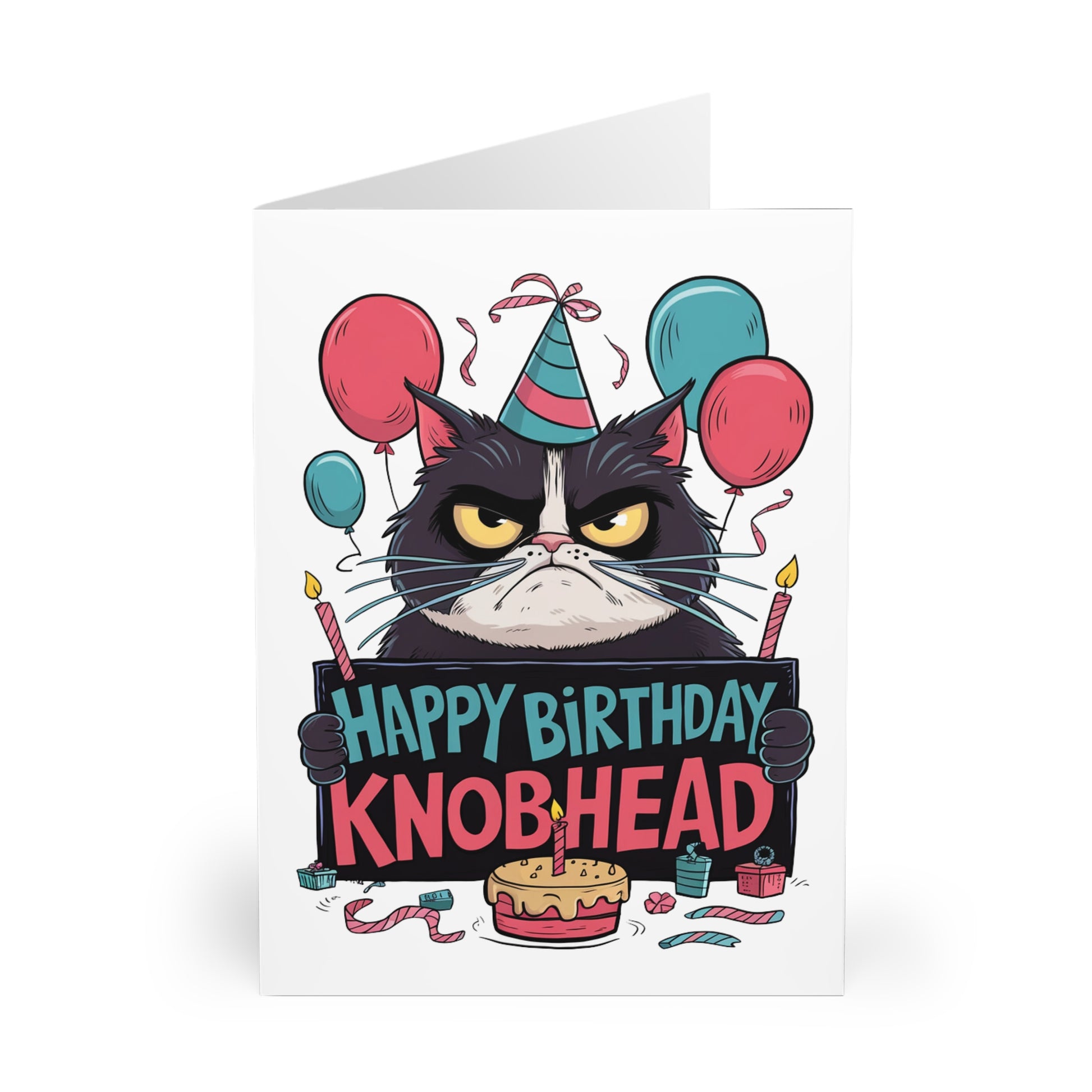 front Rude Birthday Card Happy Birthday Knobhead Cat