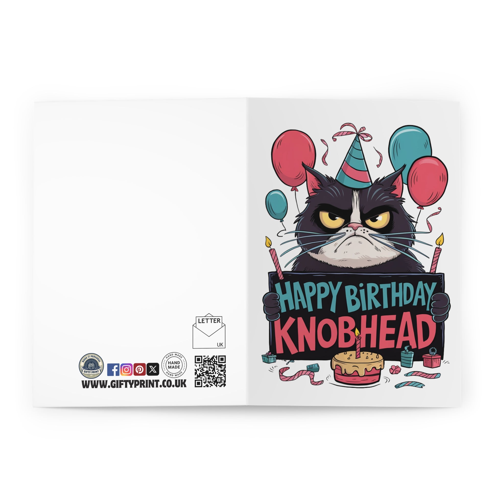 Open Rude Birthday Card Happy Birthday Knobhead Cat