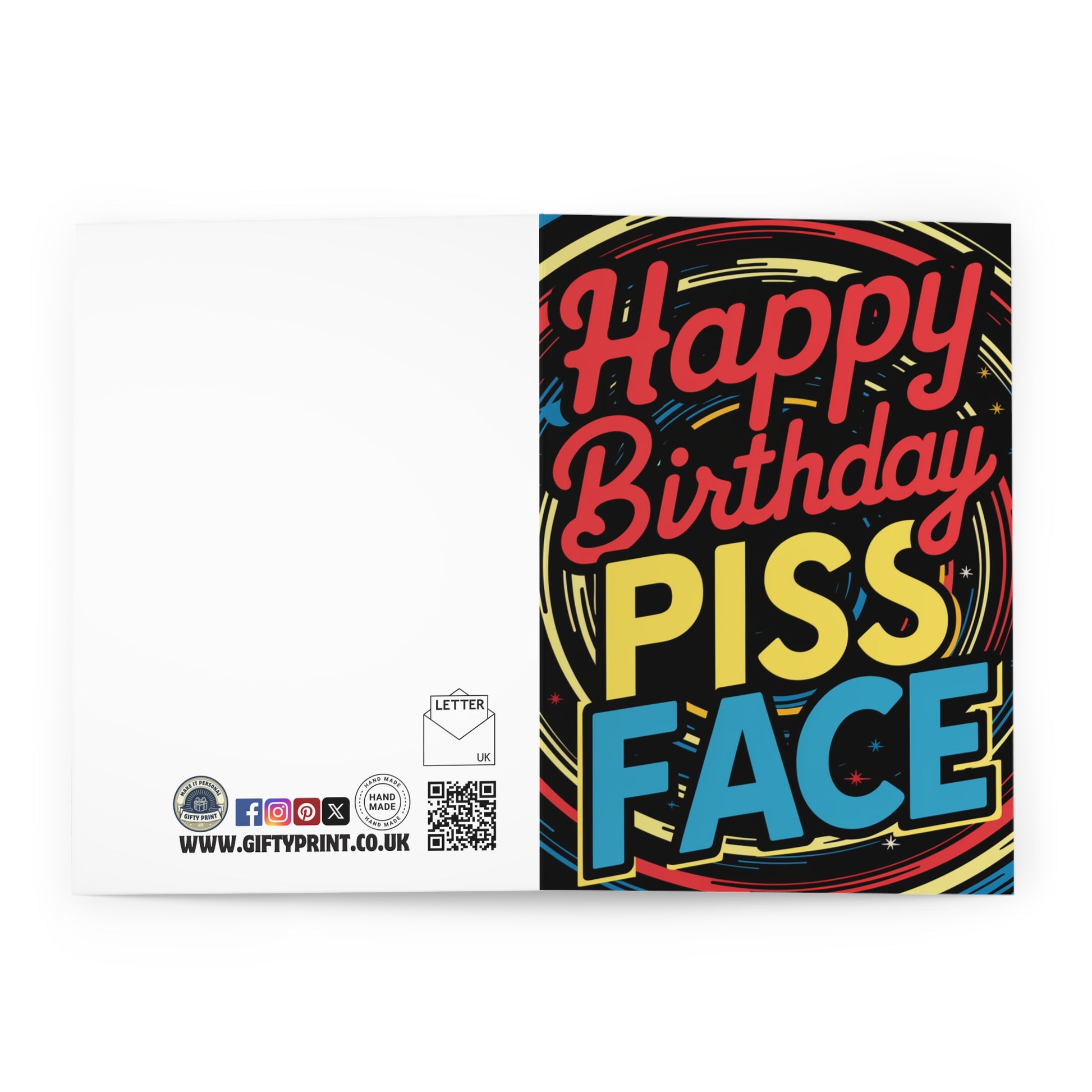 Open Rude Birthday Card Happy Birthday Piss Face