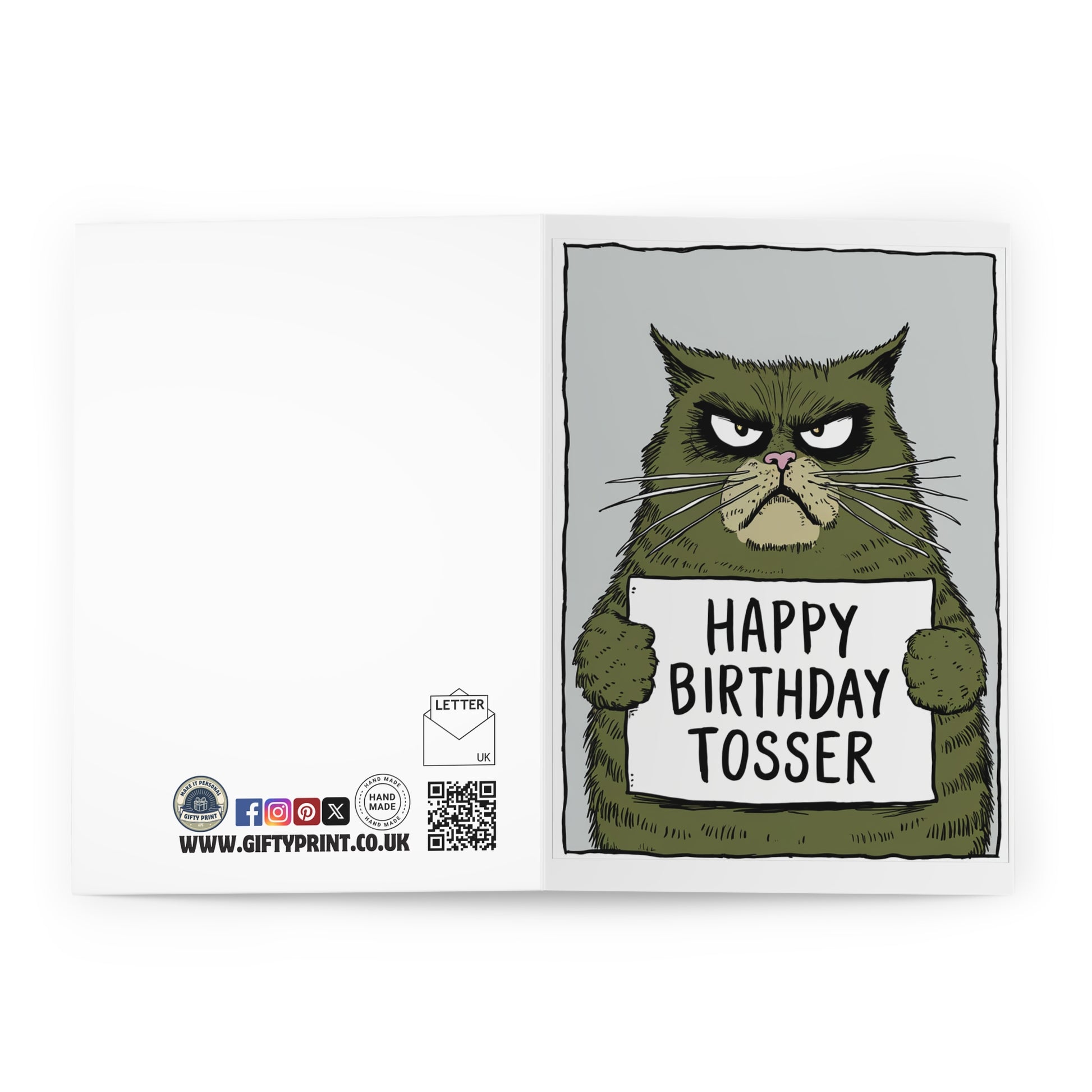 open Rude Birthday Card Happy Birthday Tosser Cat