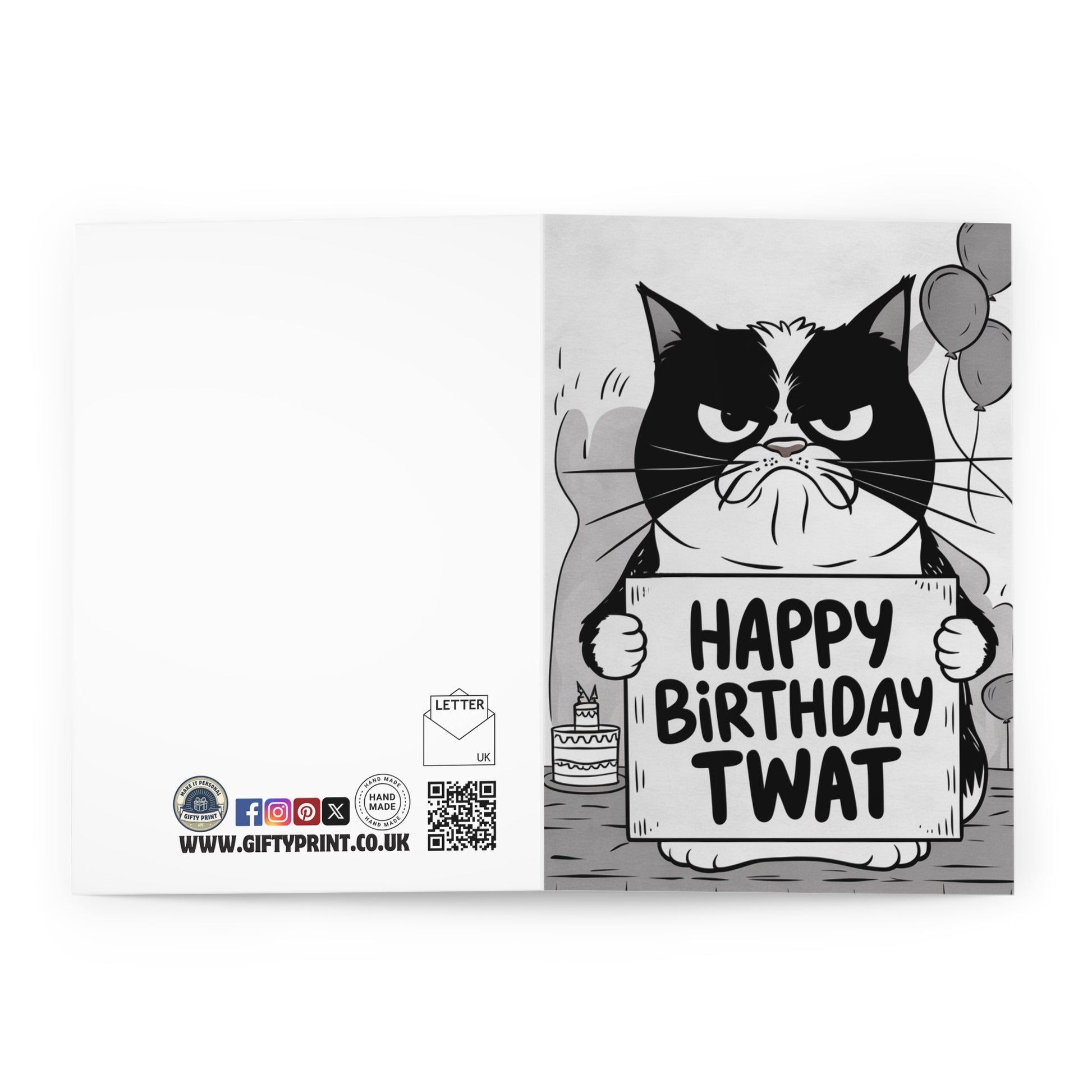 Open Rude Birthday Card Happy Birthday Twat Cat