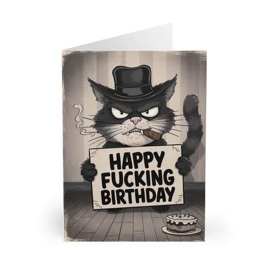 Front Rude Birthday Card Happy Fucking Birthday Cat