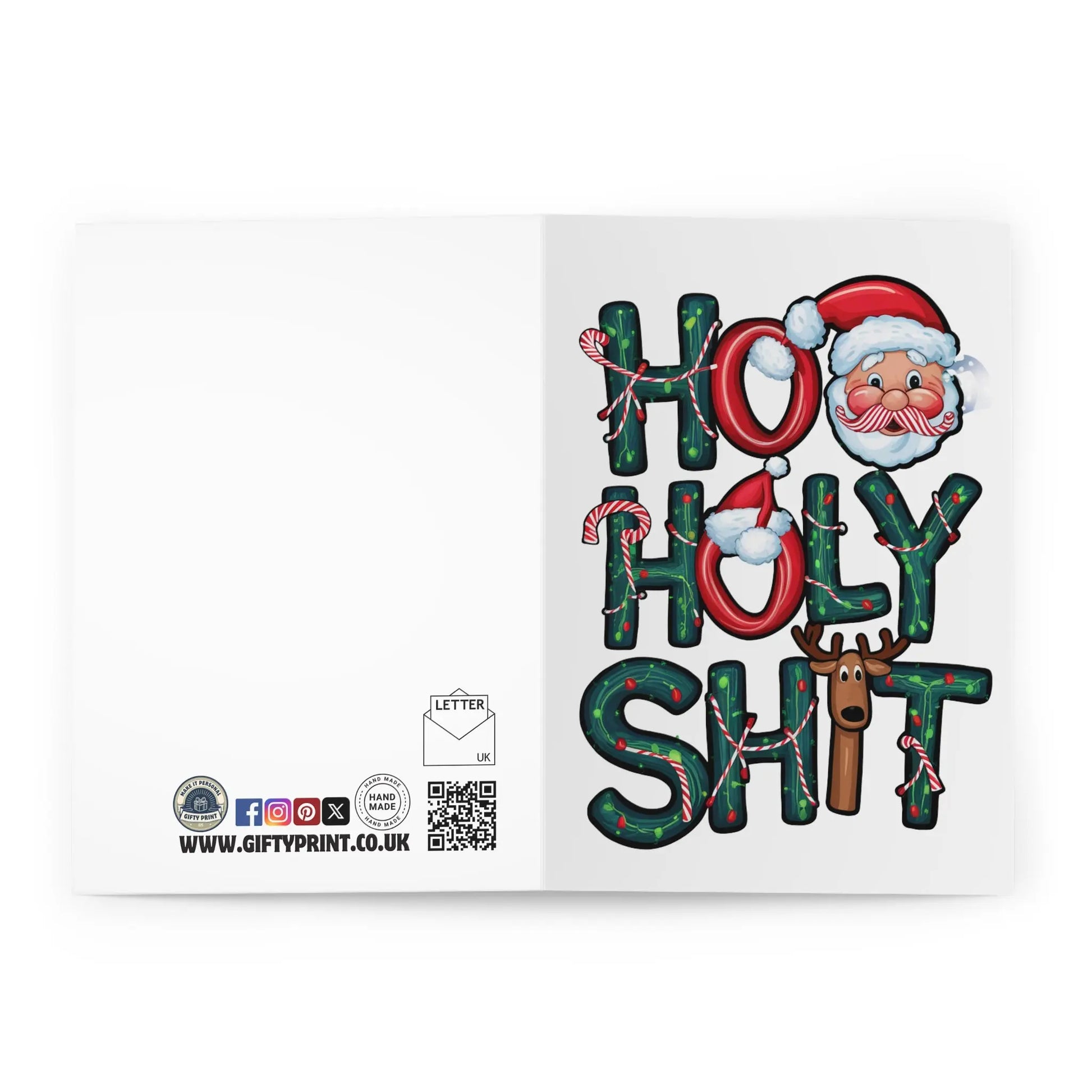 open Rude Christmas Card Ho Ho Holy Shit