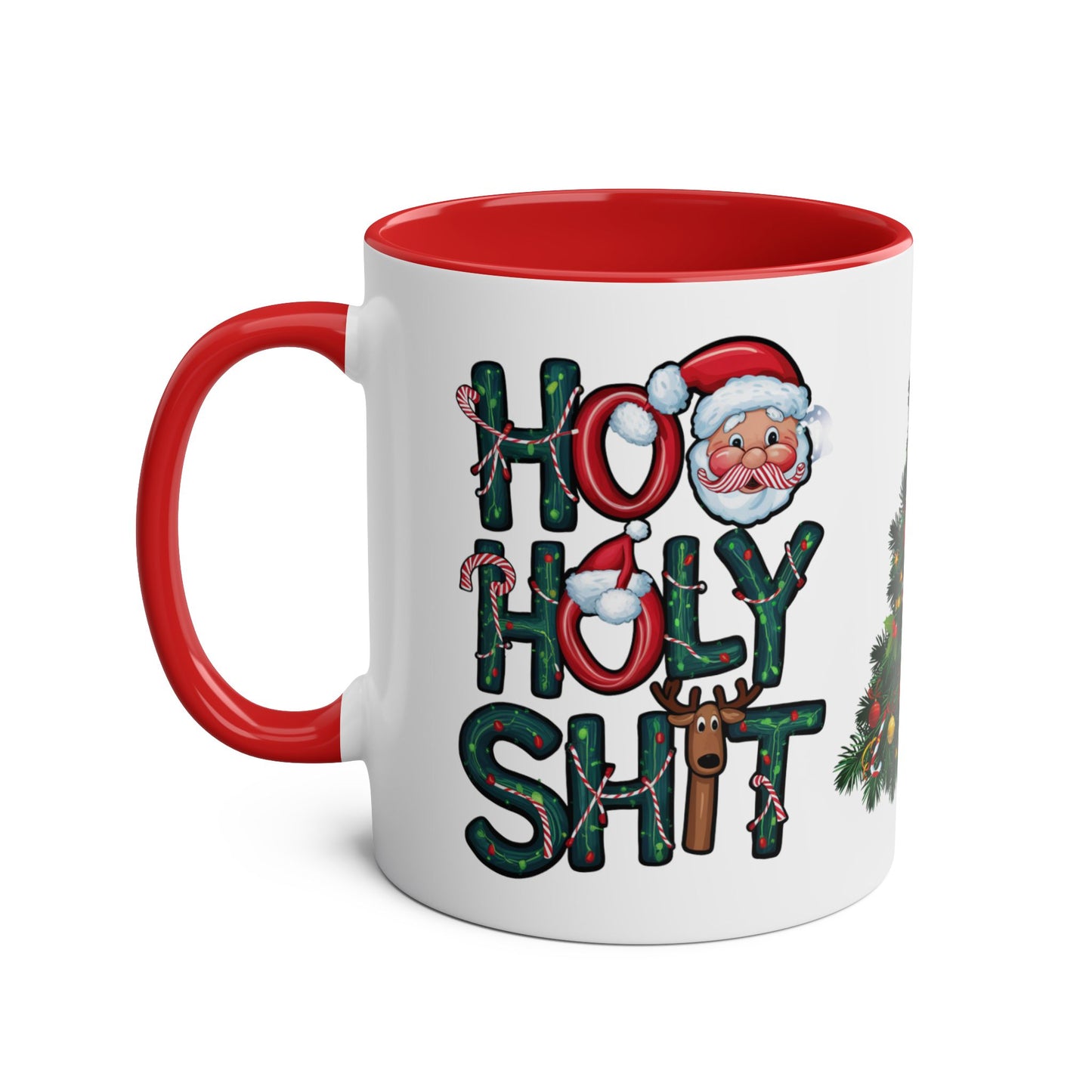 Left Rude Red Christmas Mug Ho Ho Holy Shit