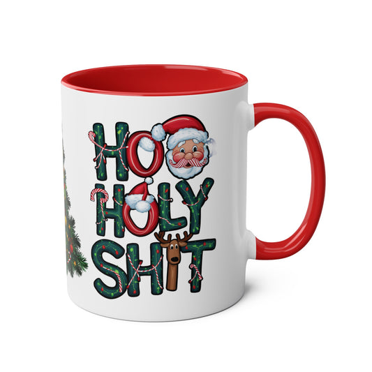 Right Rude Red Christmas Mug Ho Ho Holy Shit