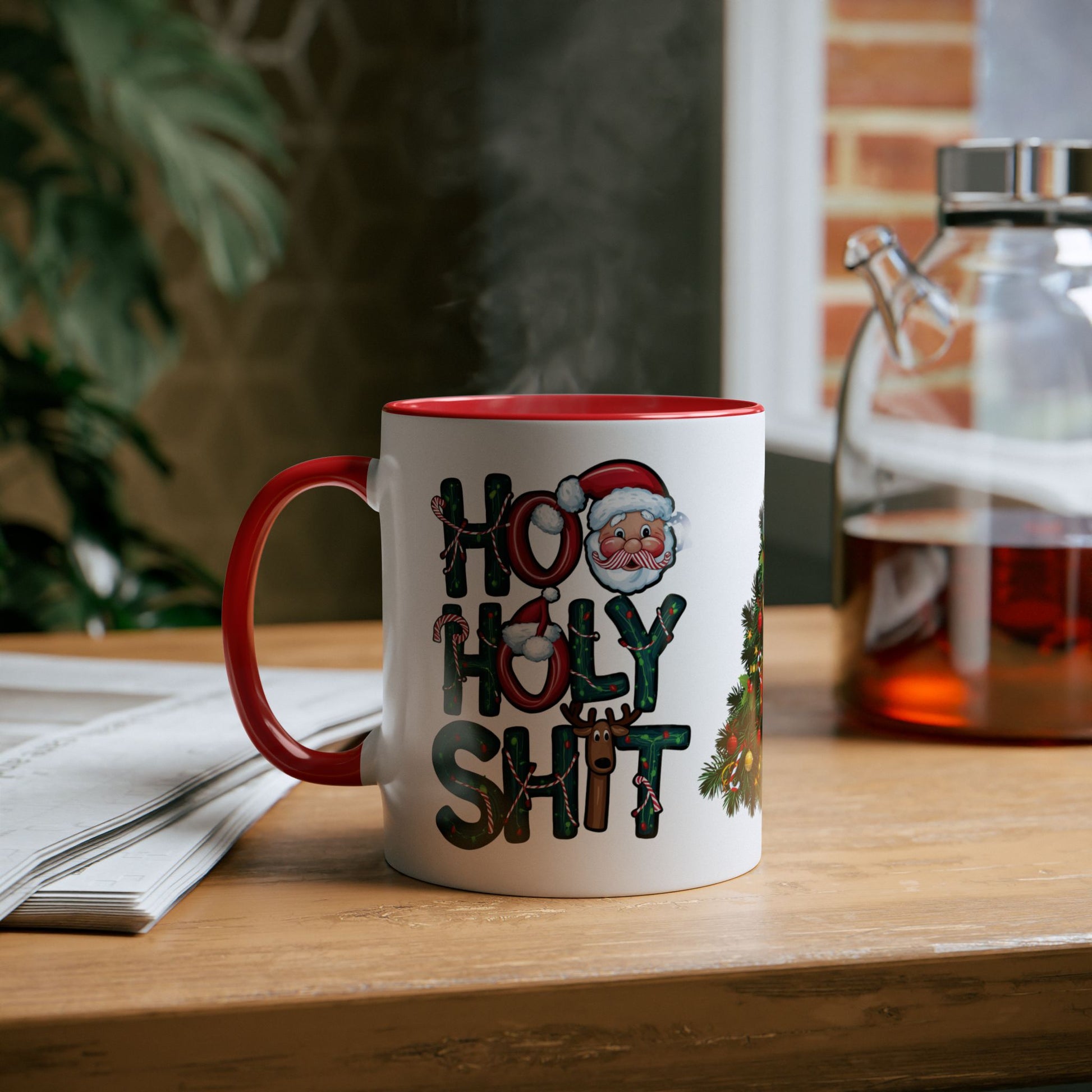 Context Rude Red Christmas Mug Ho Ho Holy Shit