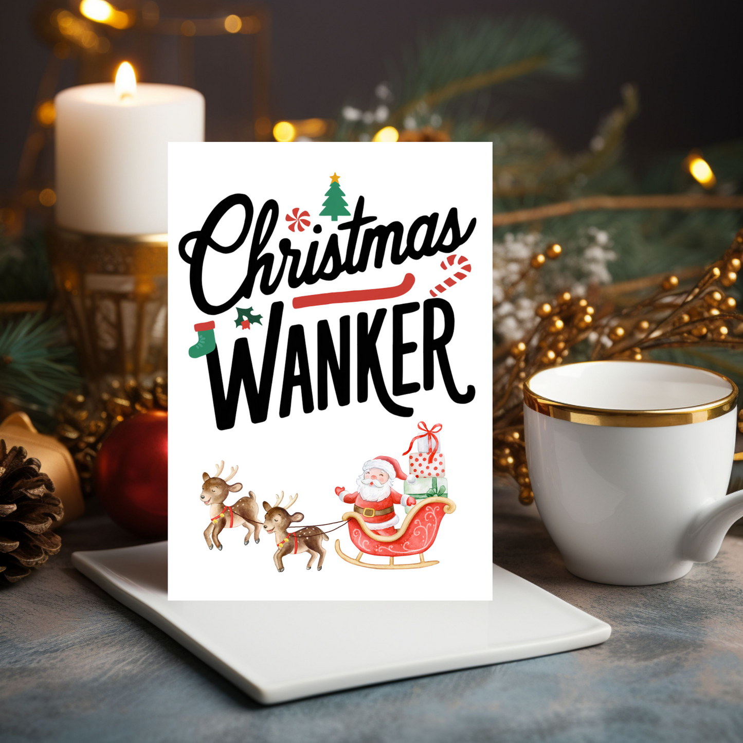 Funny Rude Christmas  Card Christmas Wanker