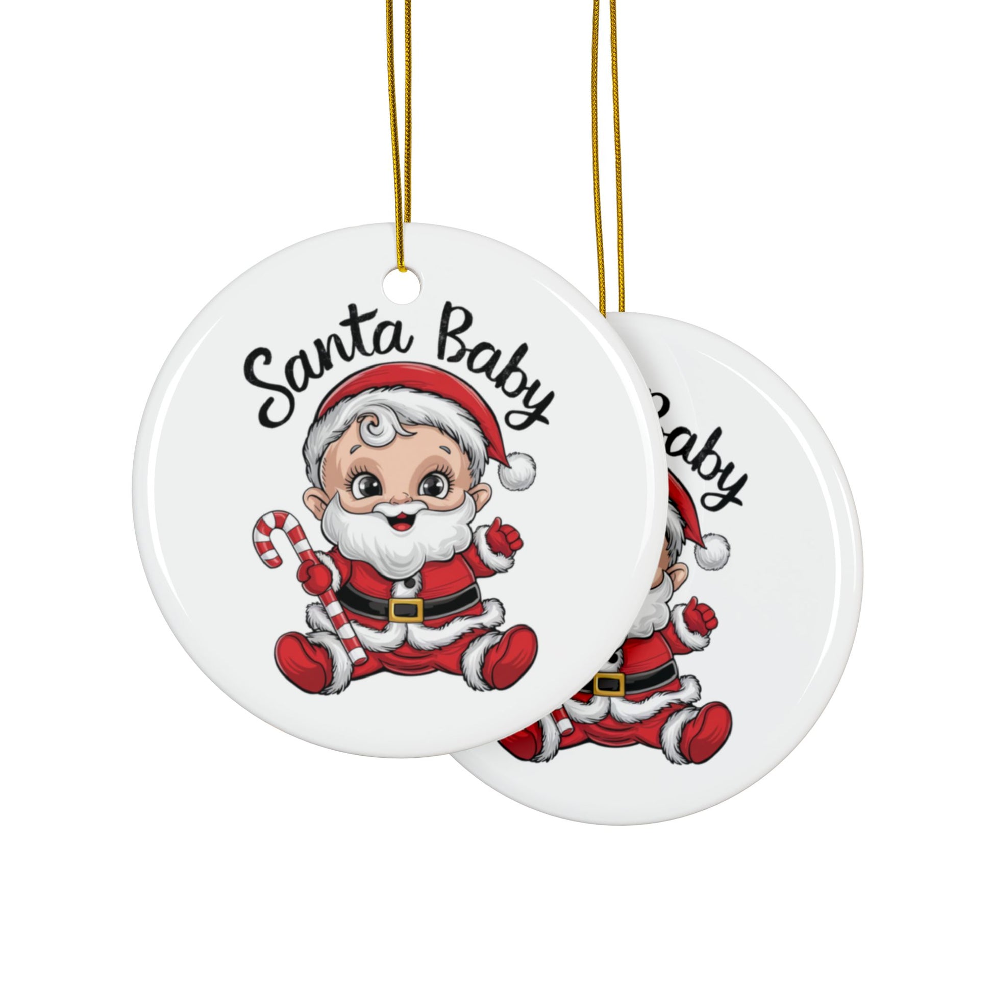 Santa Baby Cute Ceramic Christmas Tree Bauble Context