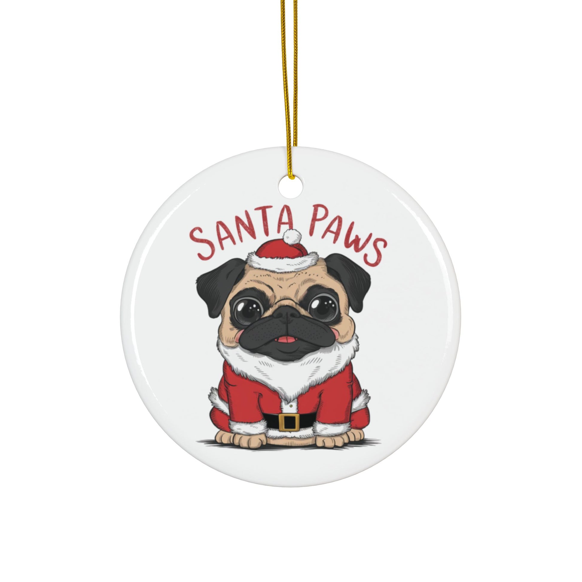 Santa Paws Pug Dog Christmas Tree Bauble