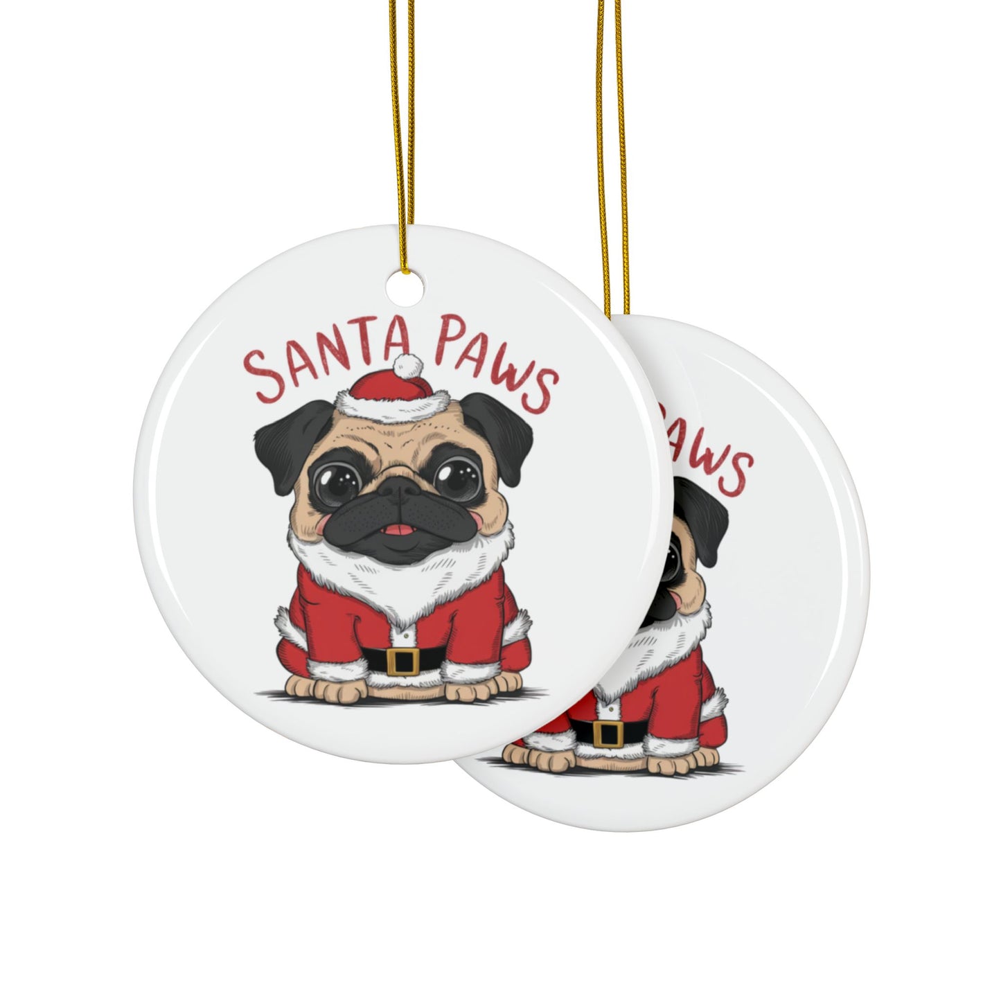 Context Santa Paws Pug Dog Christmas Tree Bauble