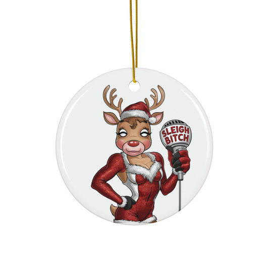 Sassy Gay Reindeer Sleigh Bitch Christmas Bauble