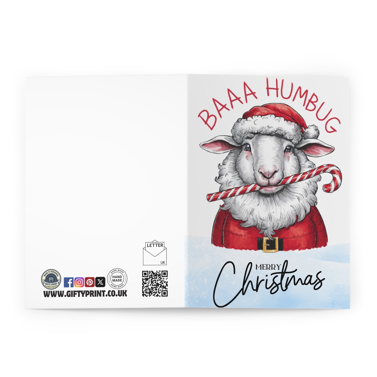 Open Scrooge Sheep Bass Humbug Christmas Card