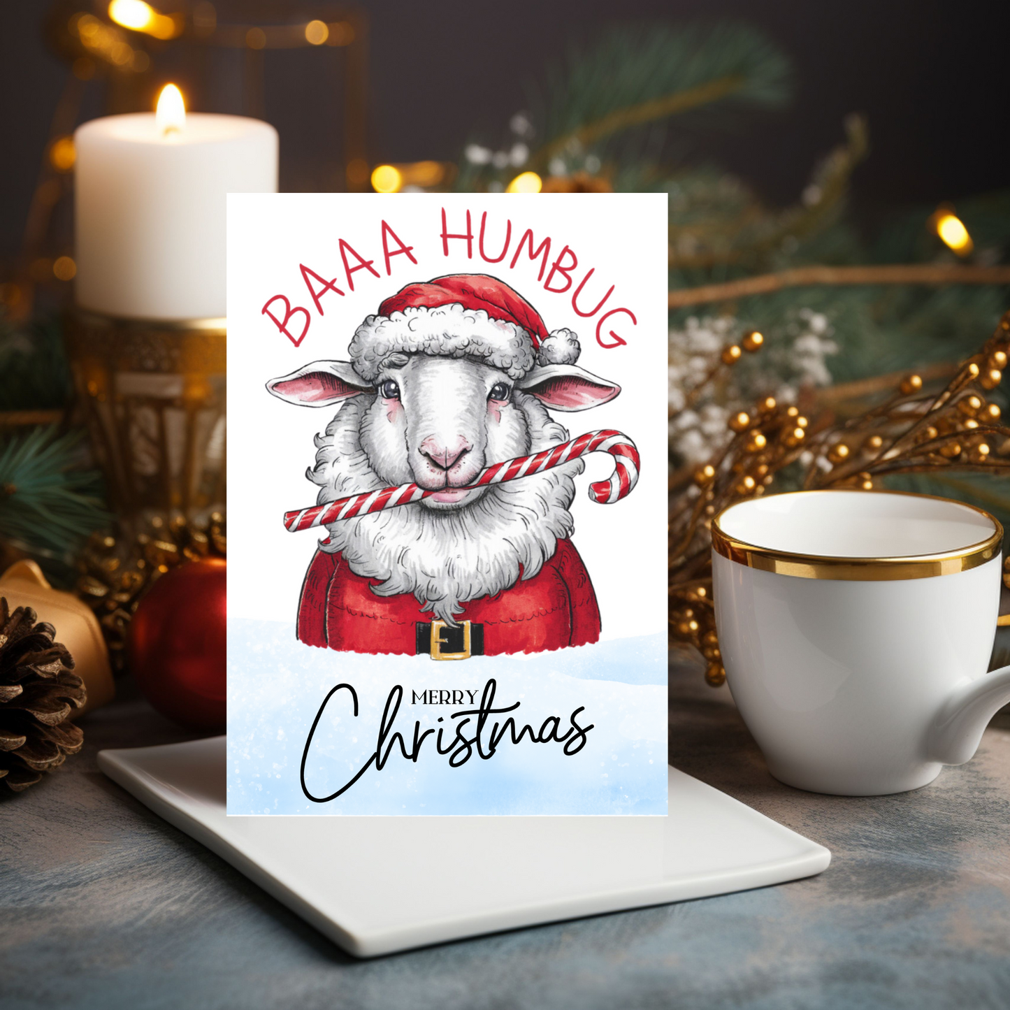 Scrooge Sheep Baa Humbug Christmas Card