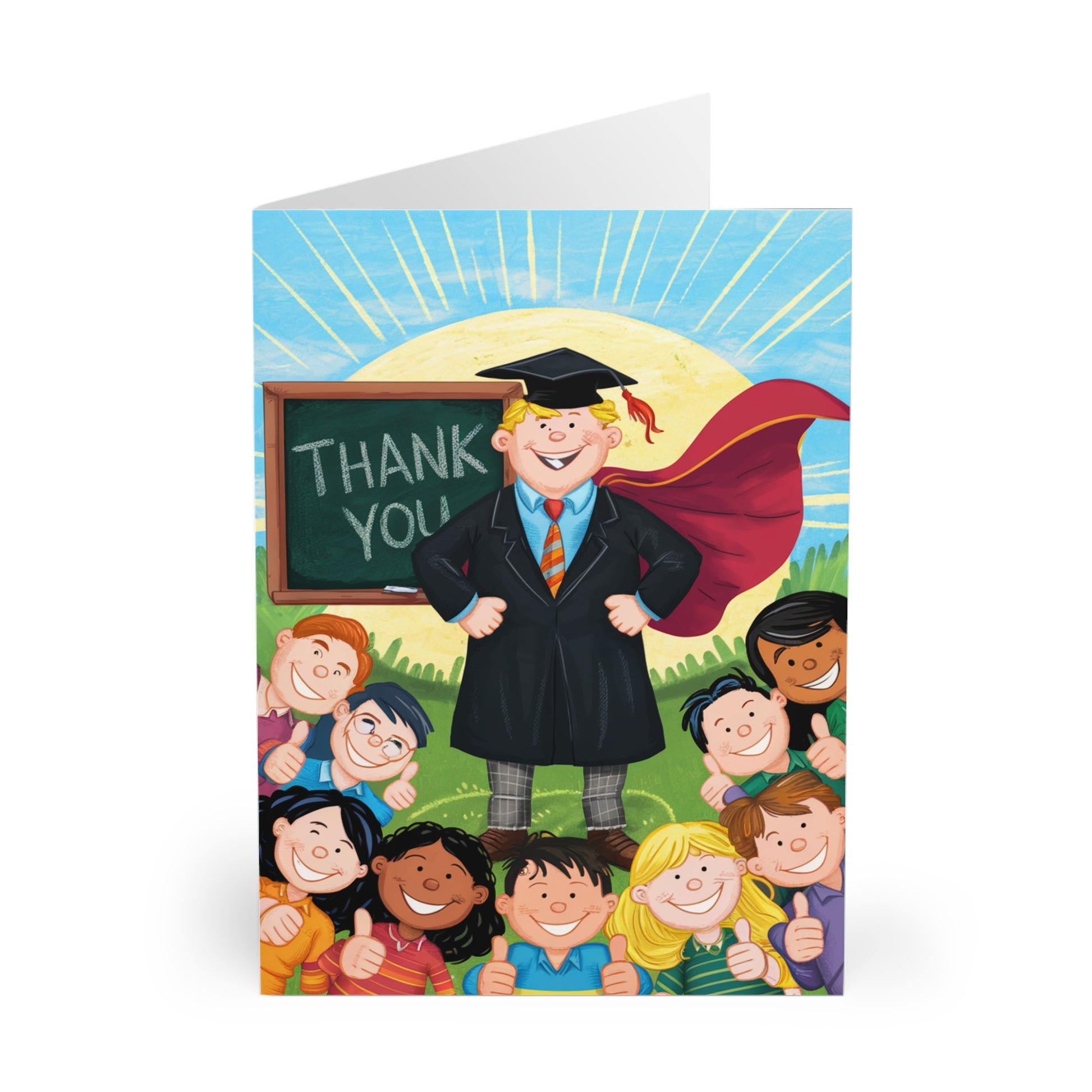 front Super Man Super Teacher Thank You Card 