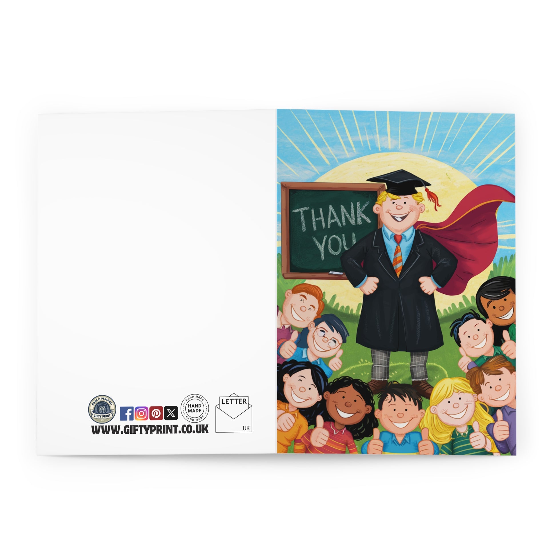 open Super Man Super Teacher Thank You Card 