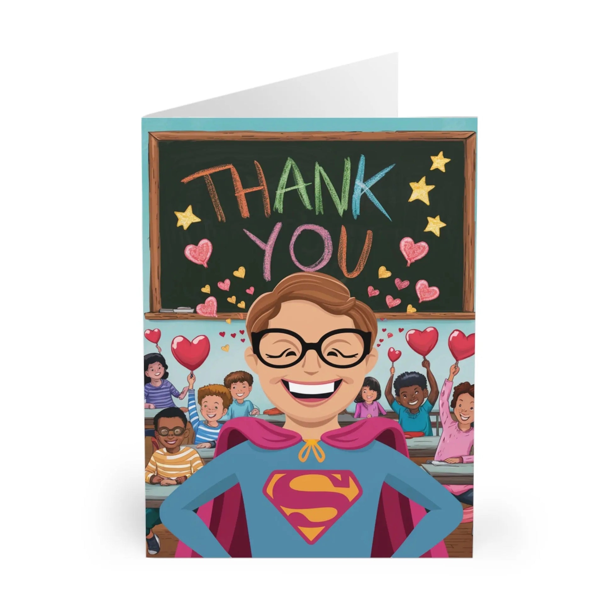 front Super Teacher Super Woman Thank You Card