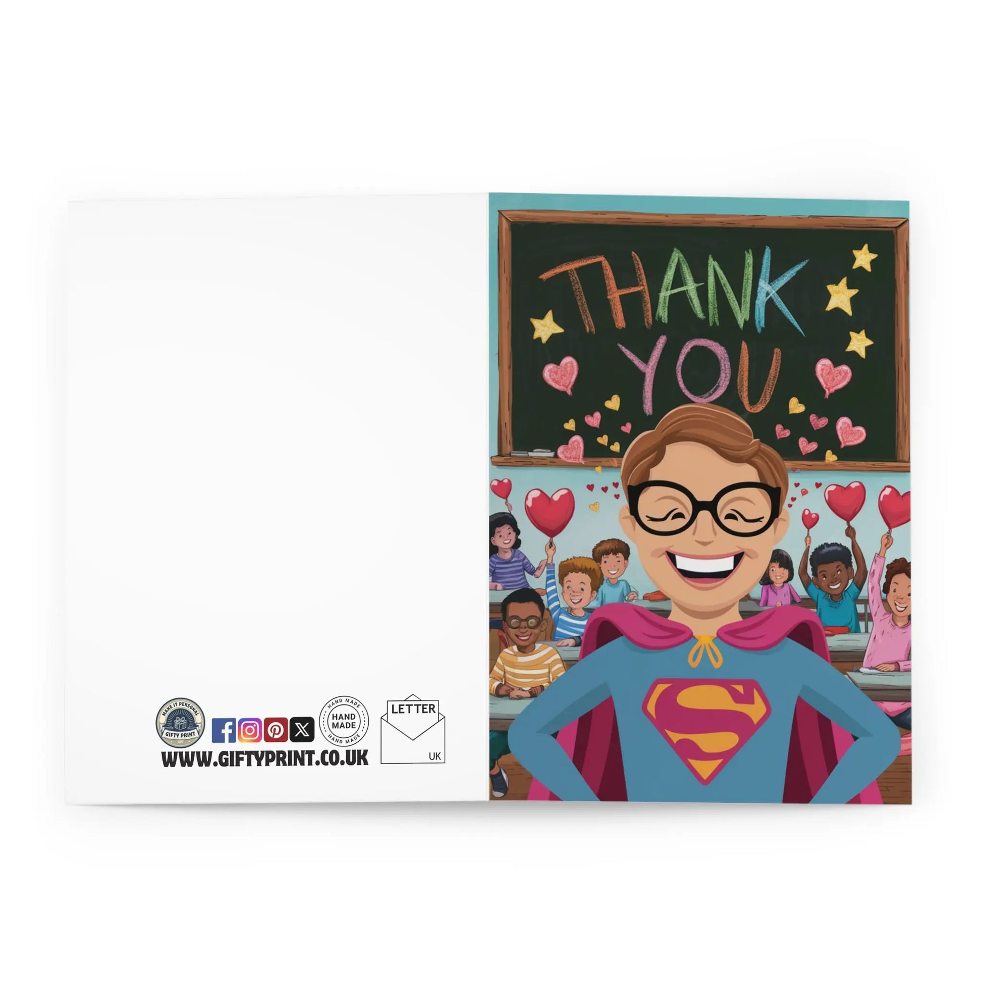 open Super Teacher Super Woman Thank You Card