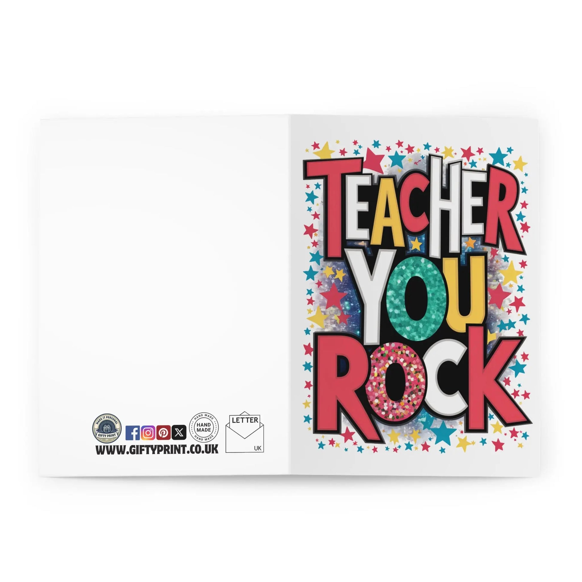 Open Teacher You Rock Teachers Card