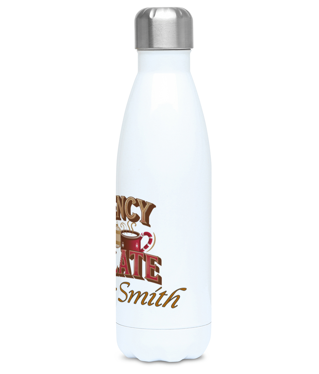 Personalised Teachers Hot Chocolate Christmas Insulated 500ml Water Bottle