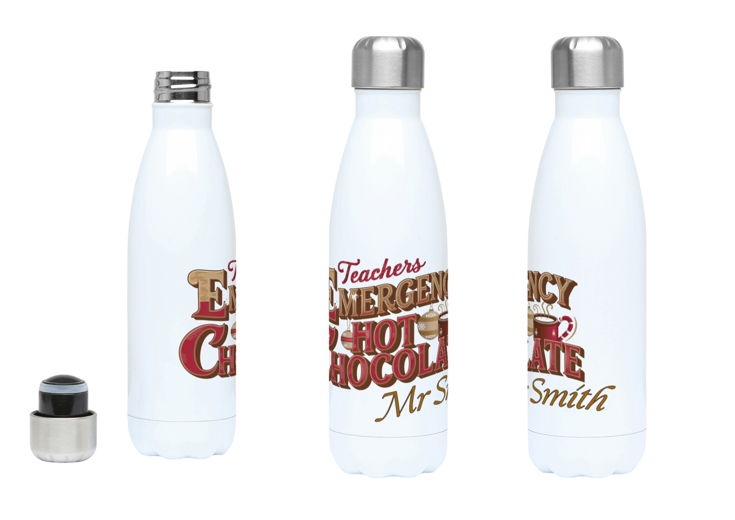 Teachers Hot Chocolate Christmas Insulated 500ml Water Bottle