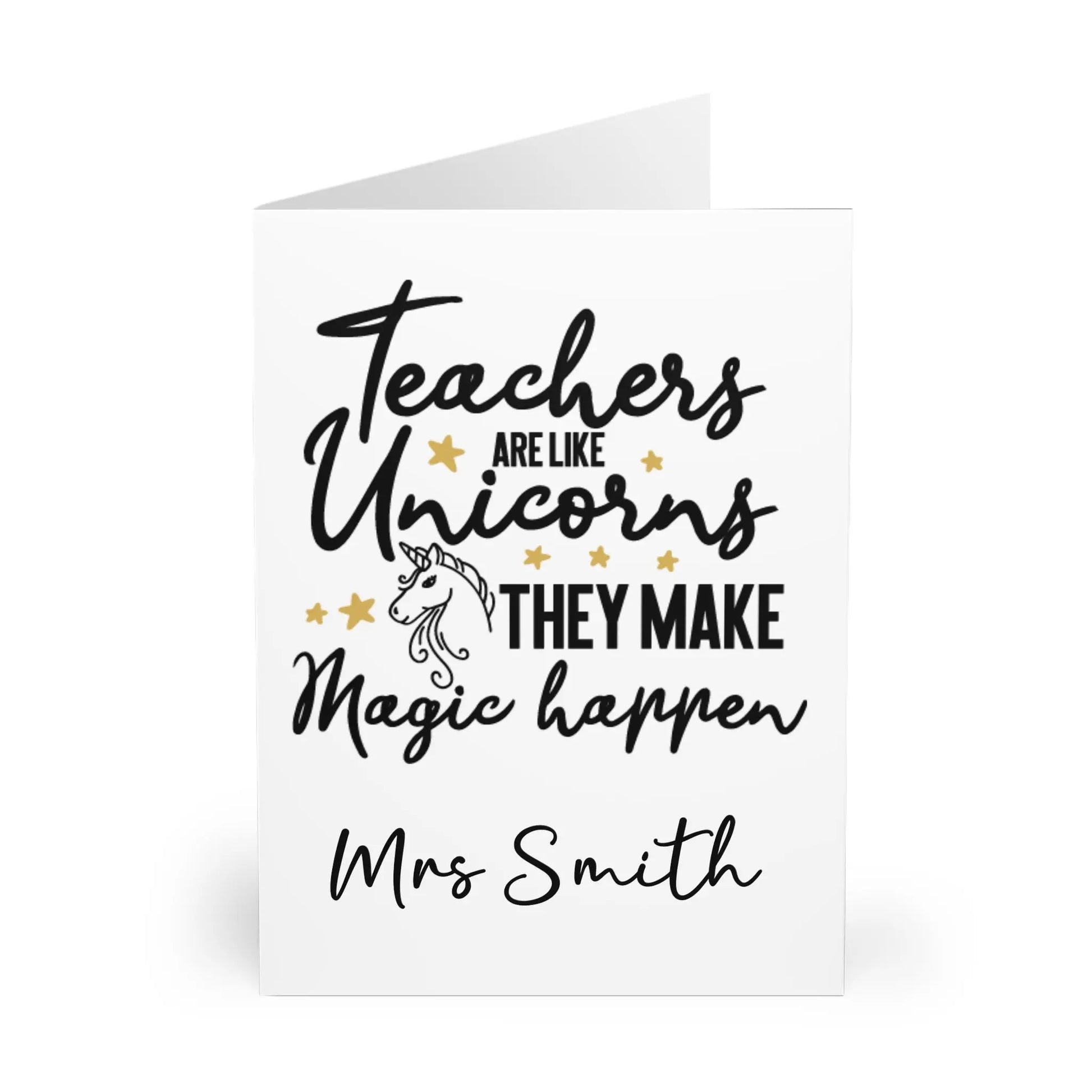 close up of Personalised Teachers Card Teachers Are Like Unicorns