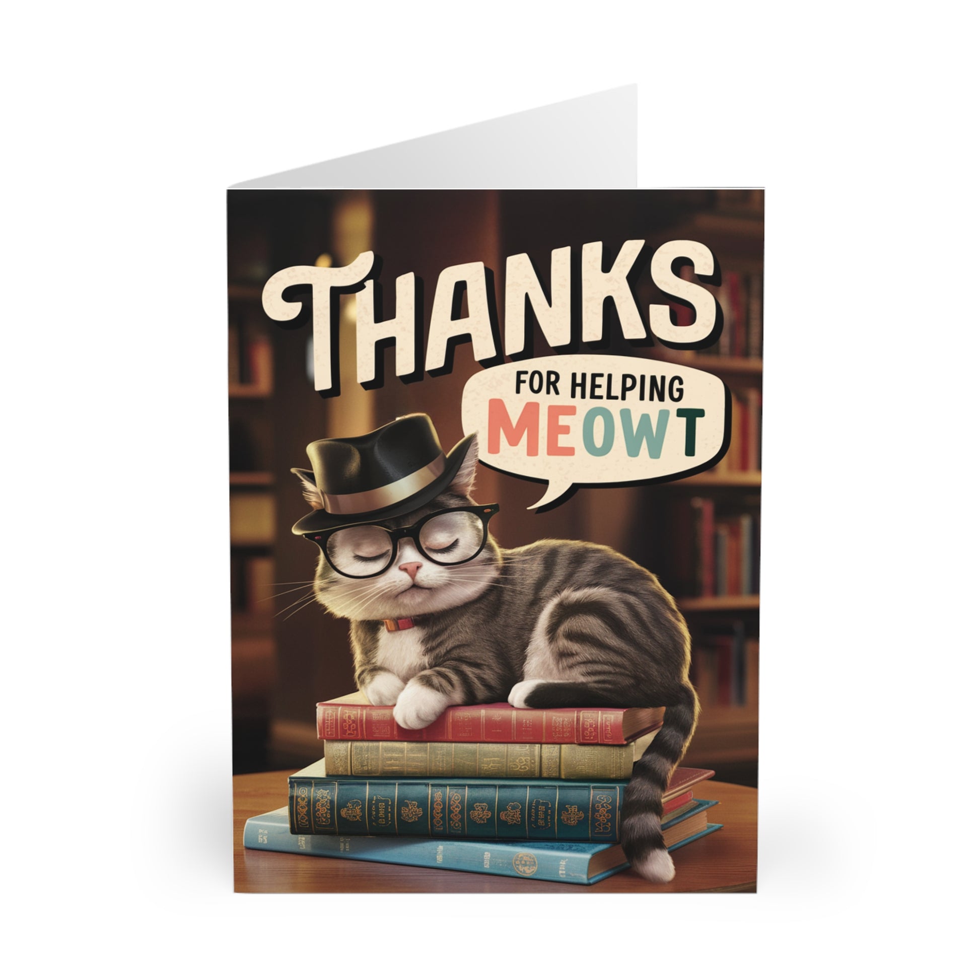 front Thank You Card Cat Thanks For Helping Meowt