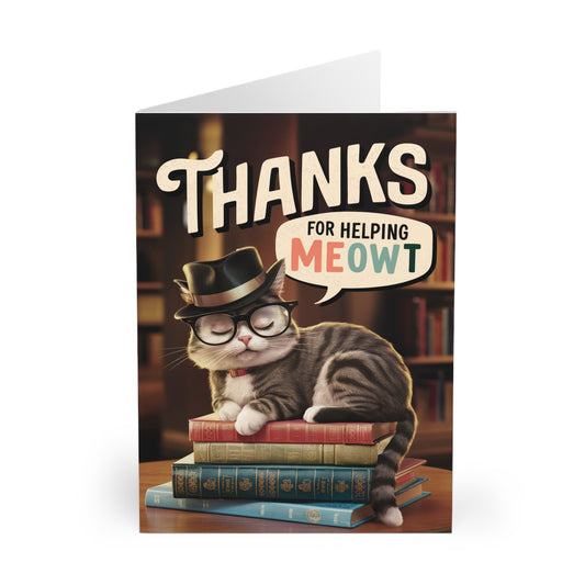 front Thank You Card Cat Thanks For Helping Meowt