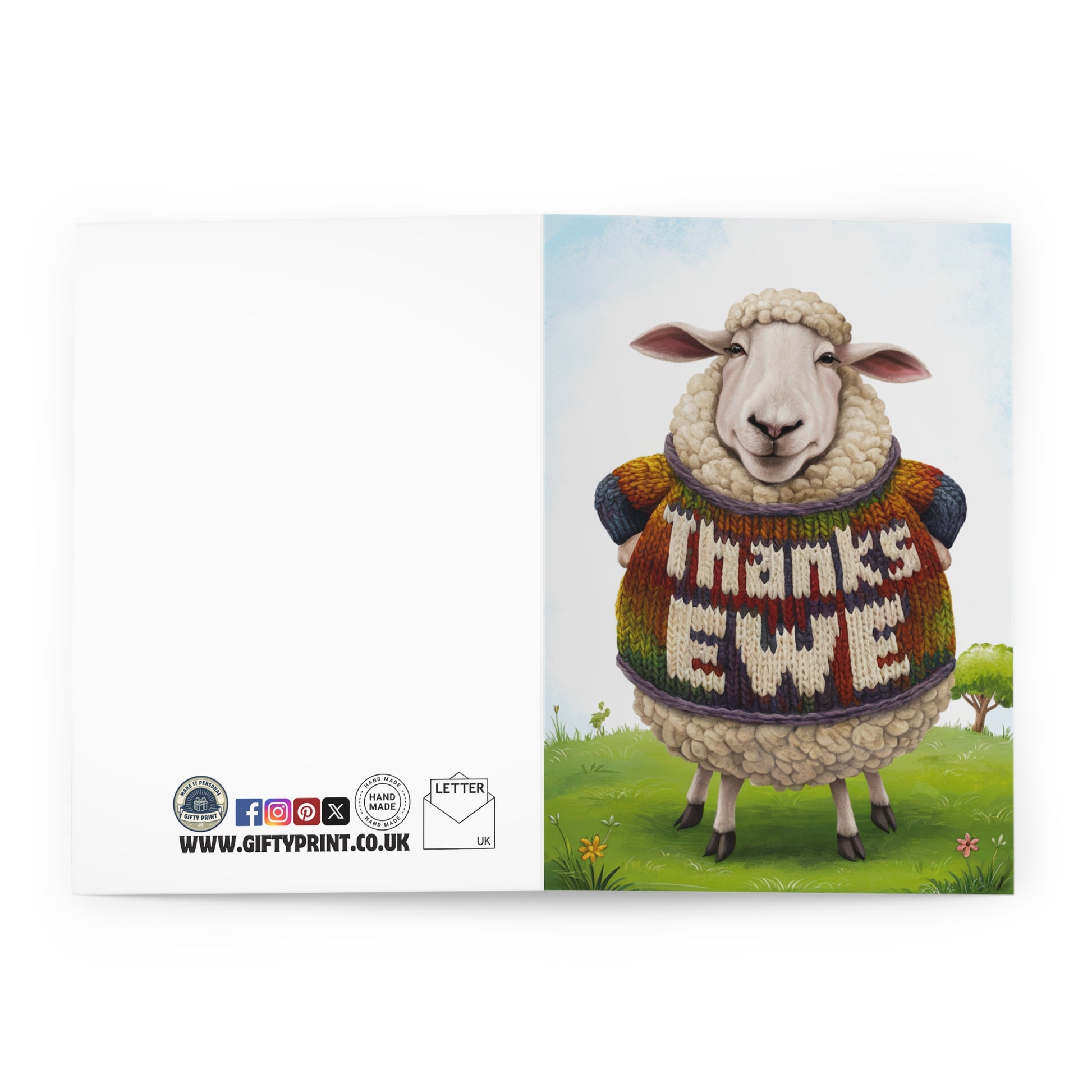 open Thank You Card Thanks Ewe Sheep