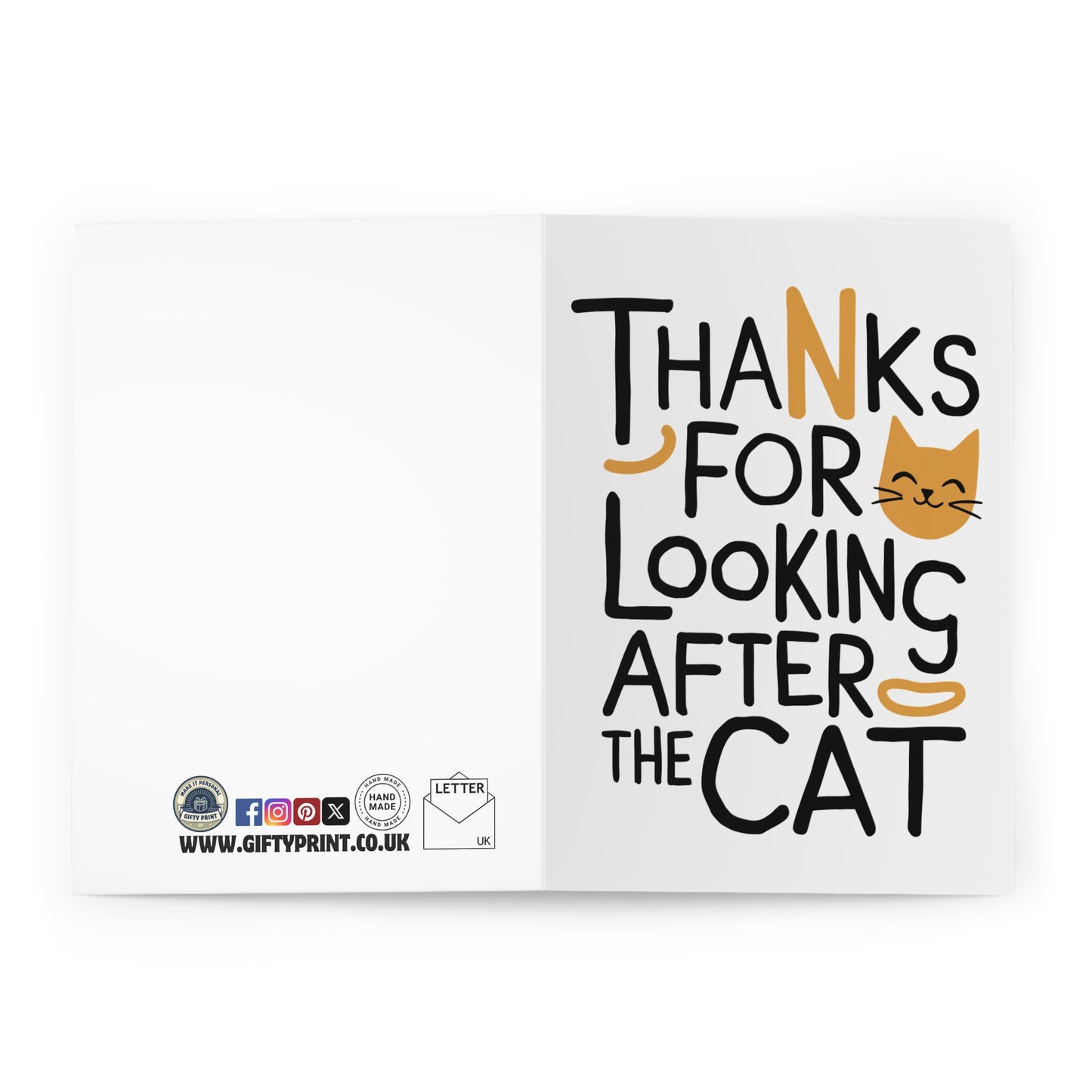 Open View Thank You Card Thanks For Looking After The Cat