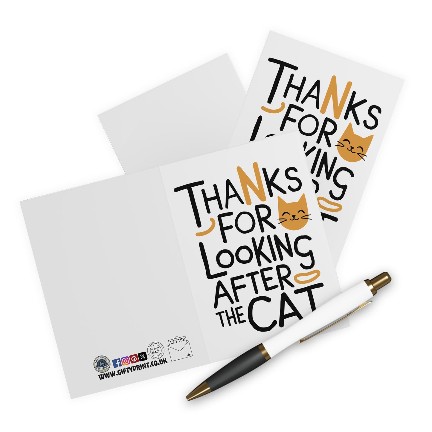 COntext Thank You Card Thanks For Looking After The Cat