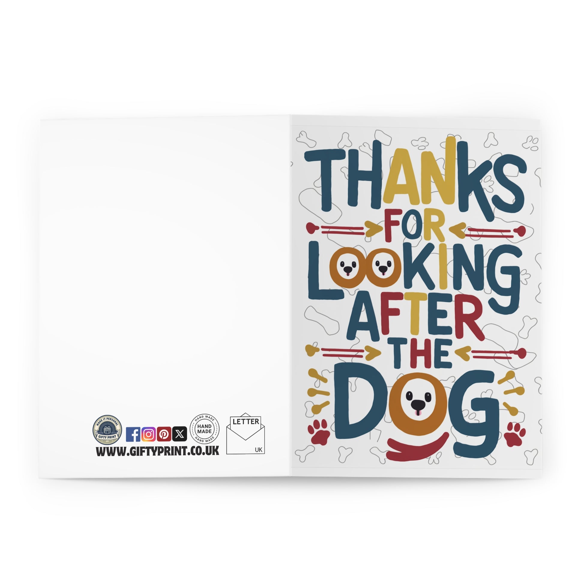 open Thank You Card Thanks For Looking After The Dog