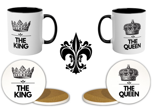 The King & The Queen Ceramic Mug & Coaster Gift Set