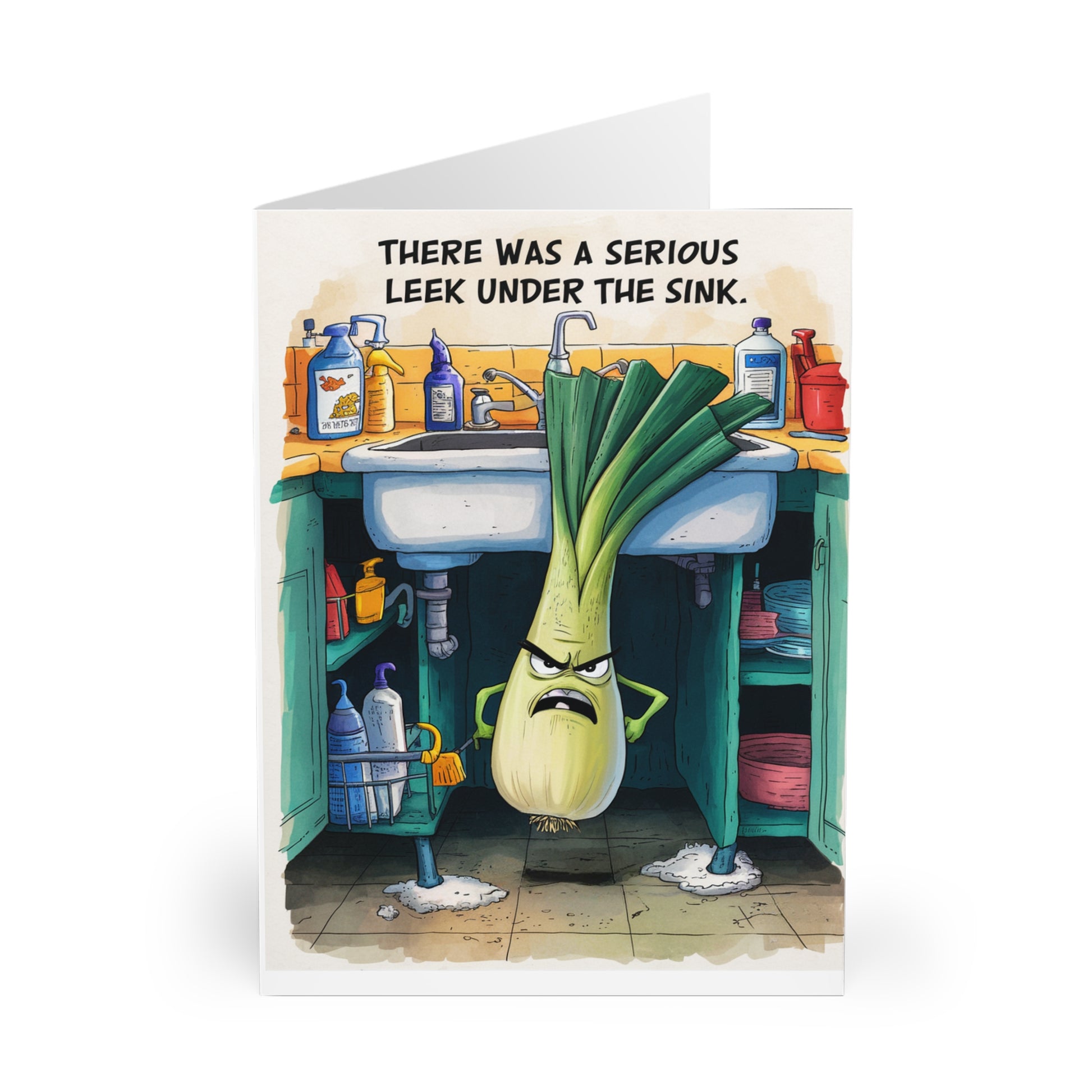 Front There Was A Serious leek Under The Sink Birthday Card