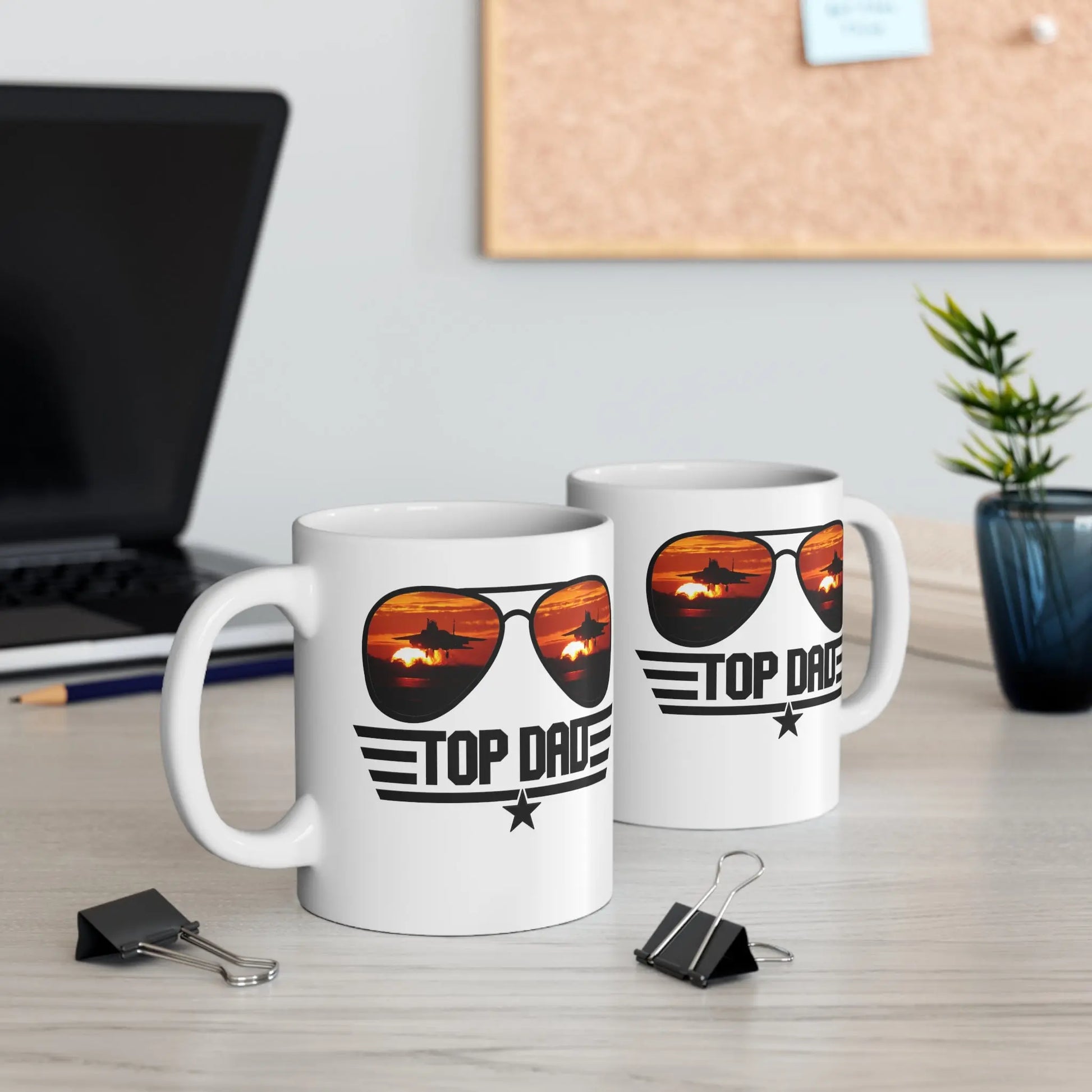 Sides View of Fathers Day Mug Top Dad Sunglasses