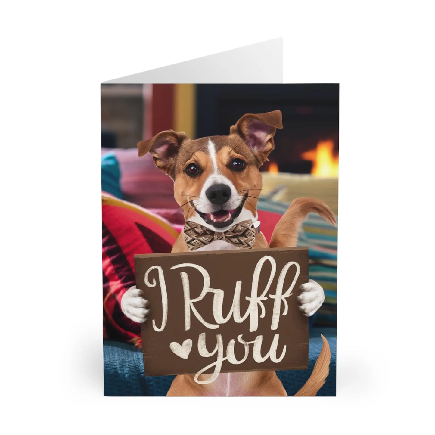 close up view of Valentines Day Card Cute Dog I Ruff You