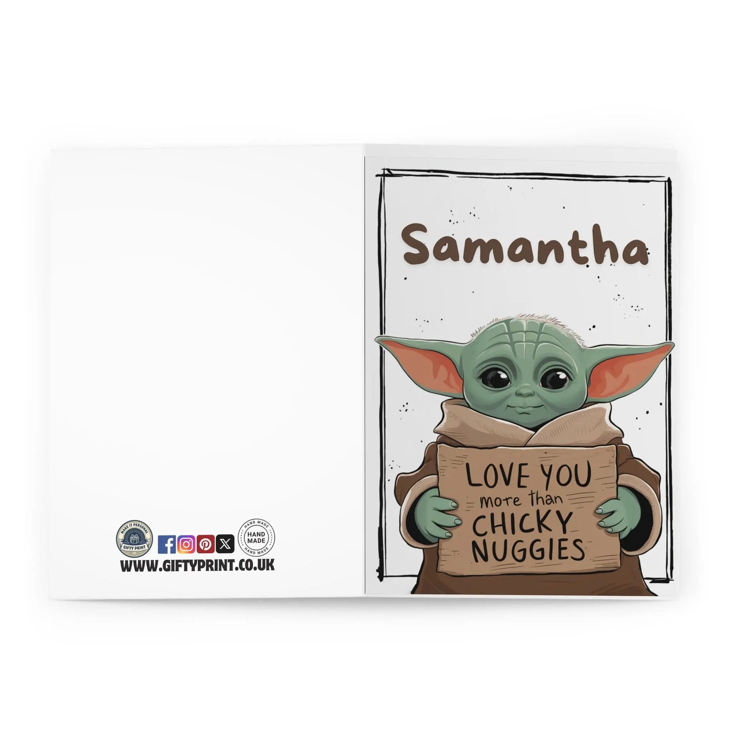 open Valentines Day Card Personalised Baby Yoda Chicky Nuggies