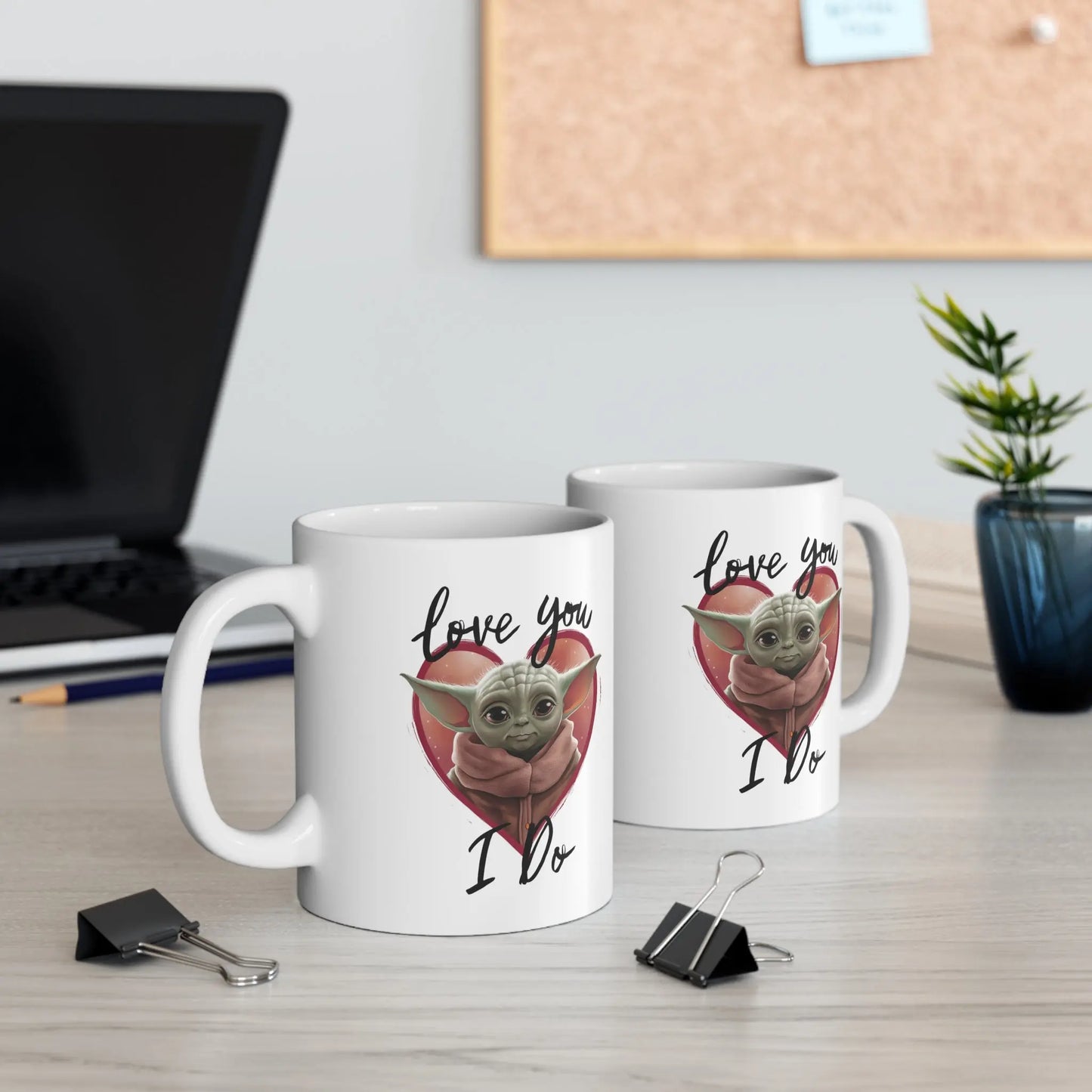 side view Valentines Day Mug Baby Yoda Love You I Do