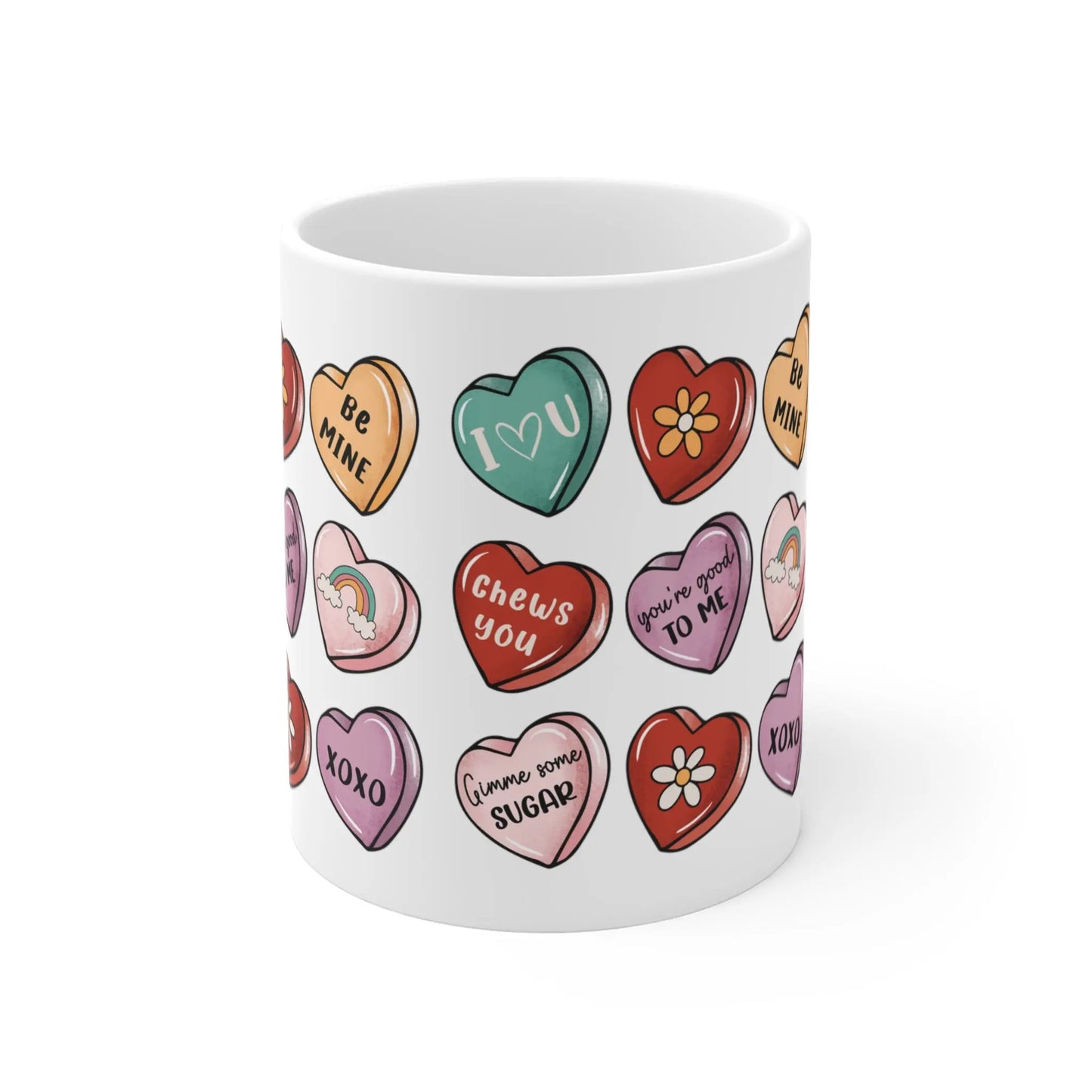 front Valentines Day Mug Love Hearts Messages