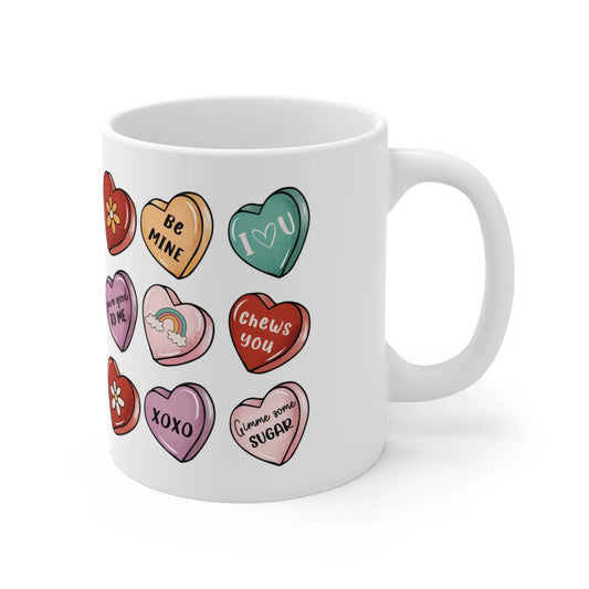 right side Valentines Day Mug Love Hearts Messages