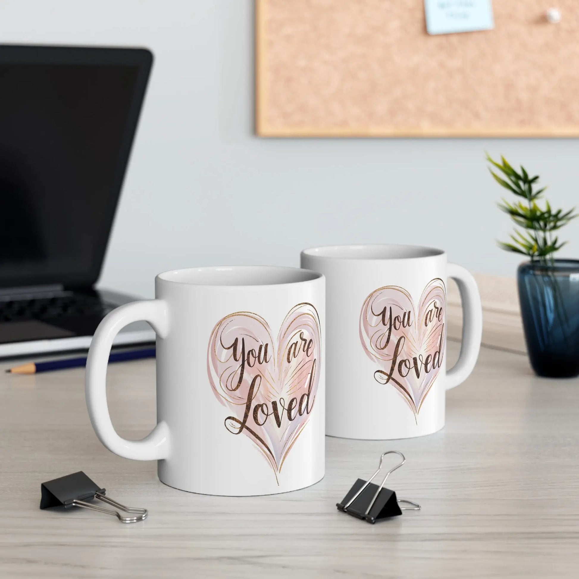 sides of Valentines Day Mug You Are Loved Pink Heart