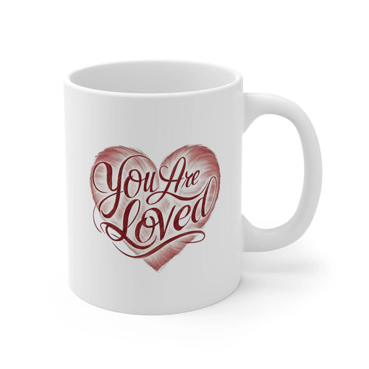 right side Valentines Day Mug You Are Loved Red Heart