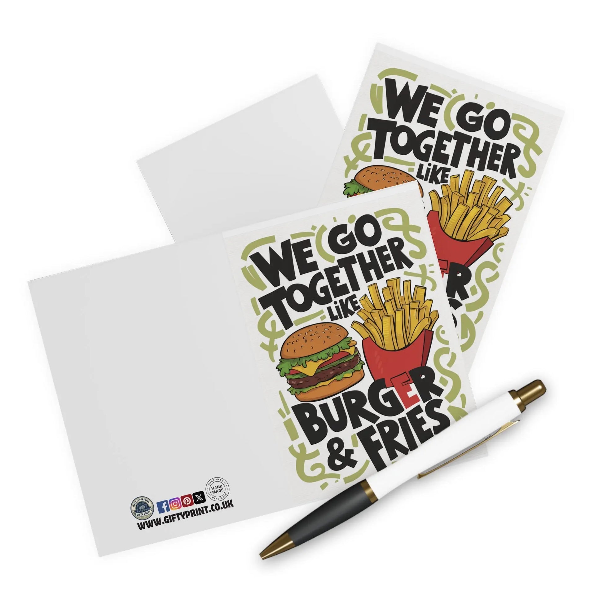 context view of Valentines Day Card We Go Together Like Burger & Fries